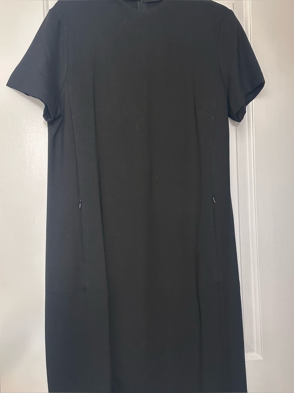 New ICO Classic Black Short-Sleeve Midi Sheath Dress